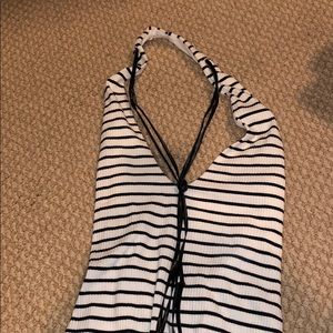 Halter bodysuit with necklaces